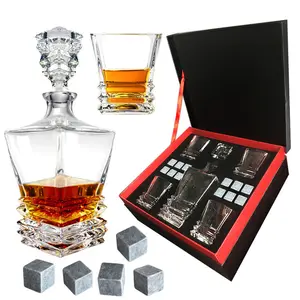 Produits chauds personnalisés carafe à whisky pour hommes avec 4 verres à whisky et 12 pierres à whisky
