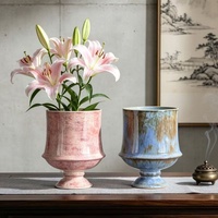 Nouveau pot de fleurs en céramique de style chinois, glaçure transformée au four, design rétro, résistant aux hautes températures, pour salon et bureau