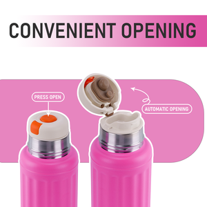 Factory Hot Selling Outdoor Stainless Steel Bottle With Striped Straight Drinking Lid, Water Cup With Back Rope - Product Image 4