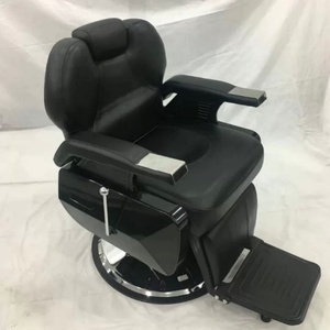 New Style High Quality <b>Vintage</b> Classic Black Stainless Steel Footrest Backrest Shave Barber <b>Chair</b> for Barber Shop - Product Image 3
