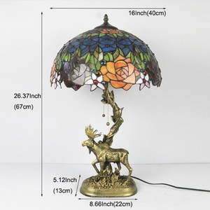 Lámpara de Mesa Artesanal Europea LongHuiJing, Lámpara de Vidrio con Forma de Rosa y Cúpula, Lámpara de Cristal con Diseño de Ciervo, AC E27/E26 LED Flexible para Habitación - Product Image 2