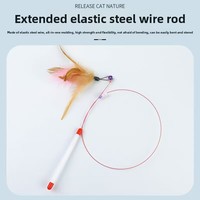 Bâtonnet de chat extra long avec pendentif oiseau en peluche rose, ruban coloré, clochette et perles – Jouet interactif pour chaton
