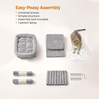 Condo pour chats avec grattoirs et lit grand chat grimpant à griffoir gris en peluche de luxe moderne personnalisé d'usine