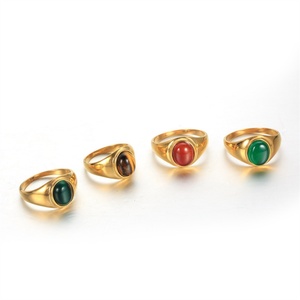 Tarnish Free Stainless Steel tiger Eye Healing Stone Gold Plated <b>Ring</b> <b>for</b> Women <b>Men</b> - Product Image 1