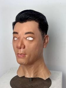 Masques de fête pour hommes à haute simulation personnalisés avec cheveux, masque de tête en silicone réaliste, masque d'Halloween, accessoires de film pour acteurs - Product Image 5