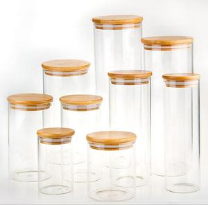 Tarros de vidrio de borosilicato de alta calidad, recipientes de almacenamiento de alimentos para cocina, recipiente hermético de despensa con cubierta de bambú, diseño creativo - Product Image 2