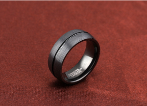 Anello Nuziale Classico in Carburo di Tungsteno Nero con Finitura Opaca, Basso MOQ, Design a Cupola con Scanalature, Confortevole, Regalo per Uomo e Donna - Product Image 6
