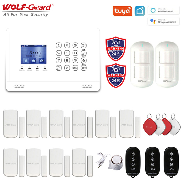 Tuya Smart Life APP 4G WiFi GSM GPRS ABS Auto Home Intruder Security Alarm System with 10-20m Detection Range 2-Year Warranty