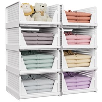 Organisateur de placard pliable à un seul niveau, panier de rangement en plastique empilable pour vêtements, boîte de rangement pliable pour armoire