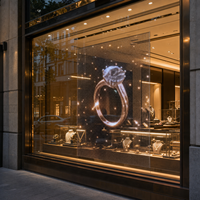 Écran LED transparent pour vitrine à bijoux et présentoir en verre