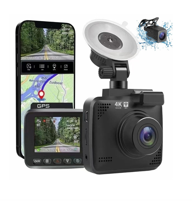2 Inch Hidden Mini Dual Cam Front and Rear Inside Waterproof Reverse Dash Camera 2 Channel Wifi Gps Capacitor 4K Car Dashcam