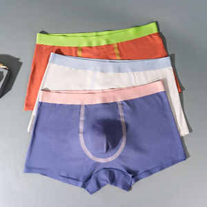 Bóxer de alta calidad para hombre, ropa interior, bolsa 3D, sin costuras, de Color sólido, transpirable, de pierna corta, suave, sin costuras, para hombre - Product Image 1