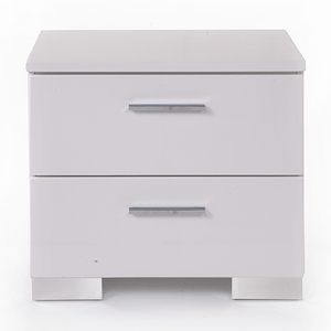White 2-<b>Drawer</b> Nightstand Chrome Accents Modern <b>Storage</b> <b>Drawer</b> Unit - Product Image 2