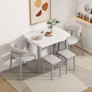 Set <span class=keywords><strong>da</strong></span> Pranzo Moderno Pieghevole con Gambe in Legno Massello, <span class=keywords><strong>Tavolo</strong></span> <span class=keywords><strong>da</strong></span> Cucina Allungabile per <span class=keywords><strong>4</strong></span> Persone - Product Image 3