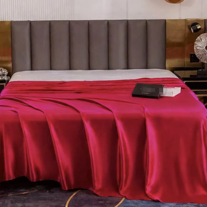 Conjunto de Lençóis de Seda Mulberry para Cama <span class=keywords><strong>Queen</strong></span> <span class=keywords><strong>Size</strong></span> com 4 Peças, Estilo Simples e Padrão Sólido para Hotéis - Product Image 5