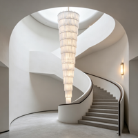 Lustre suspendu moderne personnalisé pour salon, villa, hall d'entrée, en marbre et albâtre, grand modèle de luxe pour escalier
