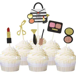 Long lanh giấy trang điểm cupcake toppers hen bên Spa cupcake chọn cô dâu tắm Cô Gái Hạnh Phúc sinh nhật bên bánh trang trí nguồn cung cấp