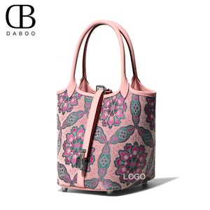 Nouveau Style chinois rapide peau de vache serrure conception <span class=keywords><strong>aquarelle</strong></span> imprime légumes panier sac personnalisé mode luxe femmes sacs à main - Product Image 3