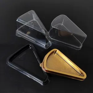 High Quality Disposable PET Triangle Plastic Clear Mini Cake Dessert Sandwich Packaging Box With Lid