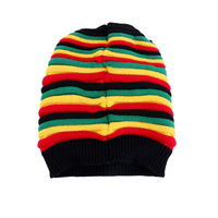 Gorro Rasta de Moda Bob Marley, Estilo Reggae Jamaicano, Multicolor, con Rayas, Gorro Holgado, Gorro de Lana, Gorro Rasta para Mujer
