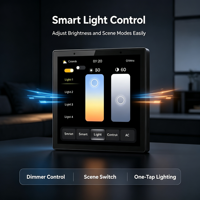 Panel de Control Táctil Inteligente Tuya Zigbee de 4 Pulgadas, Interruptor de Pared con 4 Canales, Relé para Cortinas, Luz AC, Escenas, Interruptor 4 en 1 con Pantalla y Regulador de Intensidad