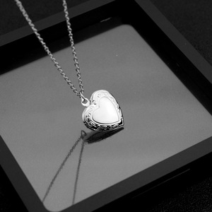 Personalized Simple Silver Plated Love Heart Shaped Photo Box Pendant Necklace <b>Titanium</b> Steel Women's Necklaces Fashion Jewelry - Product Image 2