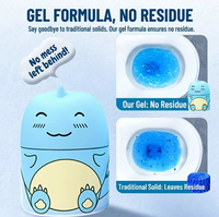 Nettoyant pour réservoir et drain de toilettes, gel bleu écologique, désodorisant et détachant, 5%-15% d'ingrédients actifs, motif dessin animé mignon