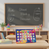 Mini machine d'apprentissage éducative musicale en anglais pour enfants - Tablette en plastique à piles avec fonctions d'apprentissage pour les 2-4 ans
