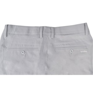 <b>Men's</b> Light Gray Straight Fit Casual <b>Trousers</b> Breathable Polyester Flat Front Button Closure Mid Waist Summer Wear - Product Image 4