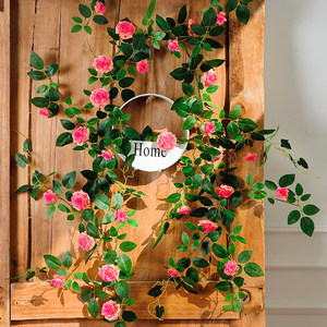 Guirlande de roses artificielles en soie, plante grimpante, bouquet de fleurs pour décoration murale intérieure, mariage, balcon, plante verte suspendue - Product Image 3