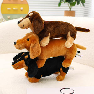 Boneka Anjing Dachshund Super Lembut Unisex, Boneka Kecil Realistis yang Lucu untuk Menenangkan, Isi Kapas PP dan Jaring untuk Mengurangi Stres - Product Image 1