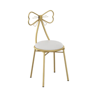 Tabouret moderne convertible en velours avec dossier en métal rouge, chaise mignonne pour filles, mobilier de maison