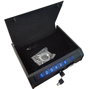 Coffre-fort biométrique pour armes à feu avec serrure électronique numérique à empreinte digitale et clé de secours pour la maison, le bureau, la voiture, le rangement de chevet – Prise en charge OEM/ODM - Product Image 4