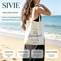 Sac fourre-tout en toile imprimé lettres d'été, écologique, réutilisable, polyvalent, pour le shopping quotidien, sac à bandoulière, motif logo personnalisé, vente en gros