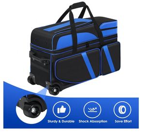 3 Ball <b>Bowling</b> Bags With Wheels,<b>Bowling</b> Bags 3 Ball Roller With Shoes Compartment and Multiple Pockets - Product Image 2