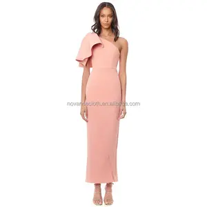 Vestido novance b3262 para senhoras, vestido de aniversário elegante, cor rosa, de um ombro, para festa