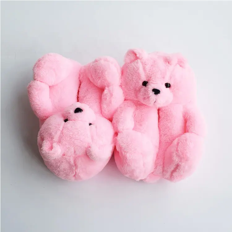 Pantufa de urso macio para mulheres e homens, etiqueta personalizada confortável de lã macia