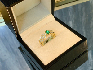 Anillo <span class=keywords><strong>de</strong></span> Oro Amarillo <span class=keywords><strong>de</strong></span> 18K con Esmeralda Natural para Mujer, Joyería Fina LUOWEND - Product Image 4
