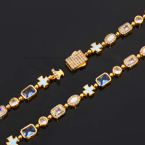 สร้อยข้อมือแบบไขว้ขนาด 6 มม. ประดับด้วยอัญมณีหลากสีสัน สร้อยข้อมือโอปอลแฟชั่นสำหรับผู้ชาย ดีไซน์เท่ห์ ทันสมัย - Product Image 4