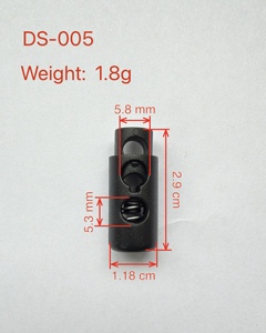 Stopper Toggle Clip Veterspanner voor trekkoord, koord, schoenveter, zwart nikkelvrij ABS koordstopper, rechthoekig - Product Image 1
