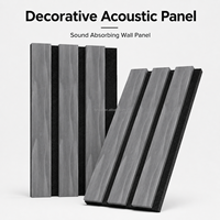 Revestimiento Acústico de Pared con Acabado de Listones de Madera y Fieltro de Fibra de Poliéster Negro para Vestíbulos de Hoteles, Oficinas, Estudios y Salas de Reuniones