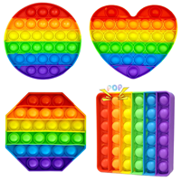 4 Piezas Juego de Burbujas Sensoriales Pop It Arcoíris, Juguete Antiestrés de Silicona Educativo para Autismo y Necesidades Especiales, para la Concentración