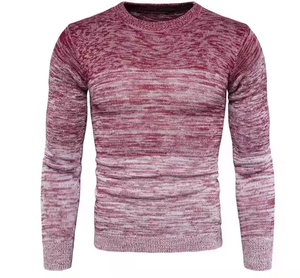 Pull en tricot doux pour homme, col roulé, motif rayé dégradé, tricot anti-boulochage en laine - Product Image 4
