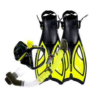 Kit de plongée avec tuba intégral en caoutchouc, palmes réglables et masque pour la plongée - Product Image 5
