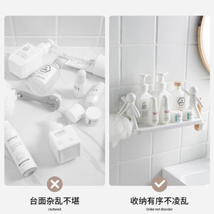 ชั้นวางของติดผนังทรงสี่เหลี่ยมสีขาวไม่ต้องเจาะ ชั้นวางของในห้องน้ำ - Product Image 4