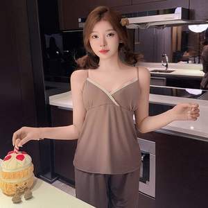 طقم بيجامة نسائي شتوي من قماش المودال السادة بتصميم مخصص، ملابس استرخاء أنيقة وكاجوال، بنطلون طويل ناعم ومسامي - Product Image 4