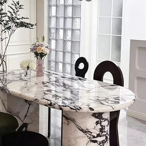 UnionStone Luxury Calacatta Viola Marble Dining <b>Table</b> Customizable Durable Eco-Friendly Natural <b>Stone</b> Home Furniture for Villa - Product Image 2