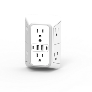 ปลั๊กไฟติดผนัง 6 ช่อง พร้อมพอร์ตชาร์จ USB (รวม 4.8A) ป้องกันไฟกระชาก 15A กระแสไฟฟ้า 2 พอร์ต USB-A - Product Image 1