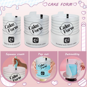 Set di Stampi in Plastica Trasparente Rinforzati, Rotondi, Quadrati e a Cuore, Utensili per Decorazione Torte - Product Image 1