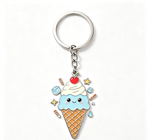 Custom Kawaii Ice Cream Keychain Enamel Metal Key <b>Ring</b> <b>Cartoon</b> Dessert Pendant Gift Souvenir - Product Image 3